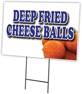 DEEP FRIED CHEESE BALLS 18"x24" Yard Sign & Stake | Advertise Your Business | Stake Included Double Sided Image | Made in The USA