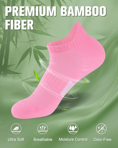 Image of Niorasen Ankle Socks for Women, 6 Pairs Breathable Bamboo Viscose Low Cut Thin Socks,Moisture Wicking Casual Sports Running