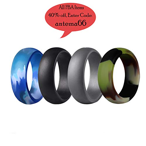 YAOBFULAntemart Silicone Wedding Ring, Silicone Wedding Band for Men,Athletes,Comfortable Fit & Skin Safe, Non-toxic - 8mm-8.5mm Wide,Men Boys Gift
