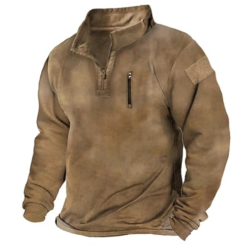 Mens Zipper Sweater Stand Up Collar Loose Solid Color Outdoor Warm Breathable Top