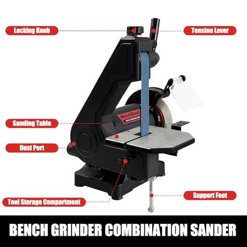 Image of BUCKTOOL 370W Belt Sander and Bench Grinder Combo 25.4x762mm Belt 150mm Grinder 2980RPM for Woodworking Metalworking BG1600