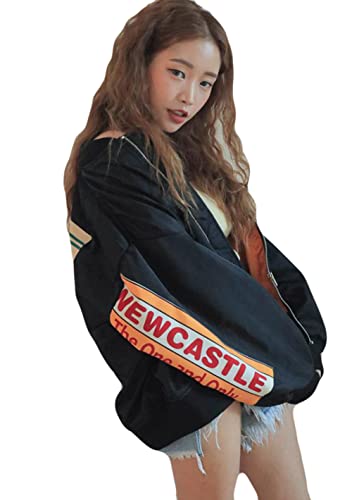 [PIITE] レディース アウター コート ゆったり 野球服 秋冬 カジュアル おしゃれ 英字 個性 ジャケット ダンス服 トップス スポーツウェア 薄手 ストリート系 原宿風 学生 スタイリッシュブラック9