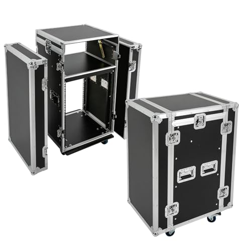BAIODNB 12U Recording Studio Racks, Audio Rack/Road Case Vertical Rack with Table with 4 Wheels,PA...