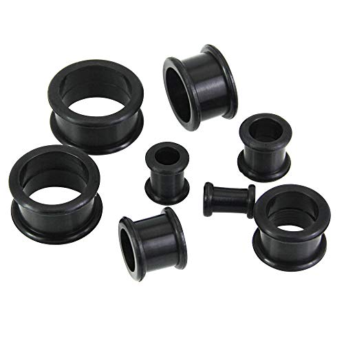 KBNIAN 8 Paar Silikon Tunnel Schwarz Silikon Double Flared Ohr Expander Dünn Ohrpiercing Expander Flesh Ohr Tunnel Plug mit 8 Größen (6-20mm)