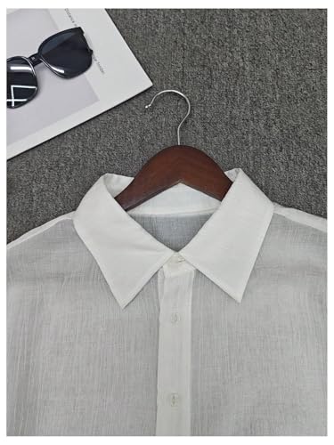 Men's Sheer Mesh Button Down Shirts Textured Long Sleeve Fitted Shirt Tops Party Top4