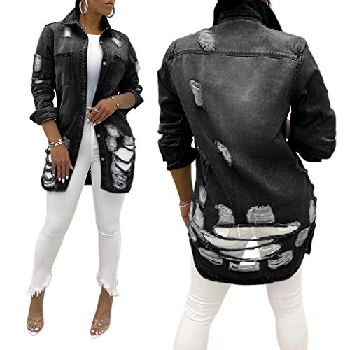 Hemlock Women Denim Coats Long Jeans Denim Jacket Ripped Holes Jean Jackets Button Down Cardigan Tops Plus Size Jacket Hemlock Women Denim Coats Long Jeans Denim Jacket Ripped Holes Jean Jackets Button Down Cardigan Tops Plus Size Jacket
