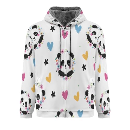 Sweat à capuche zippé en polaire homme veste chaude motif panda