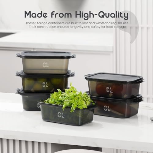 Image of Set of 3 Meal Prep Food Storage Containers 1200ml Each | Airtight Leakproof Stackable BPA Free Plastic Fridge & Freezer Organizer Boxes for Kitchen Storage