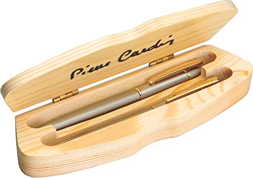 Image of Pierre Cardin Eiffel Tower Premium Gift Set | Fancy Satin Nickle Finish Twist Mechanism Ball Pen with Roller Pen Set | Ideal for Festive & Corporate Gifting
