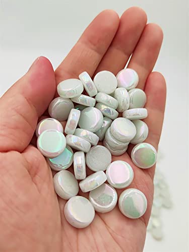 1.1Lb Random Round Ceramics Mosaic Tiles, Making Creative Ceramic Mosaic Pieces For Diy Craft,Flowerpots, Vases, Cups, Garden Decor Mosaic Making Supplies… (White) #TOP2