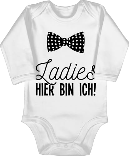 Baby Body langarm Mädchen Junge - Sprüche - Ladies hier bin ich Fliege -...