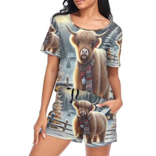 Pyjama de Noël pour femmes vêtement de nuit 2 pièces hiver taille S