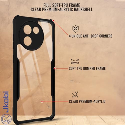 Image of Jkobi Hybrid Back Case Cover for Vivo V30e 5G (Shockproof with Polycarbonate Clear Panel | Professional Black)