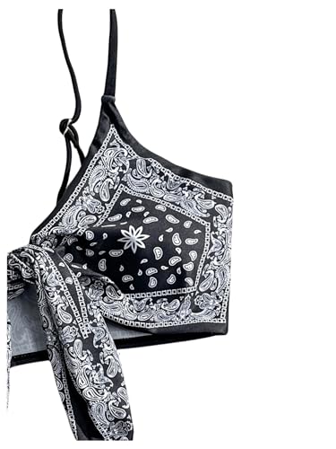 SOLY HUX Bikini Tops for Women Paisley Print Tie Front Swimsuit Bathing Suit Tops4