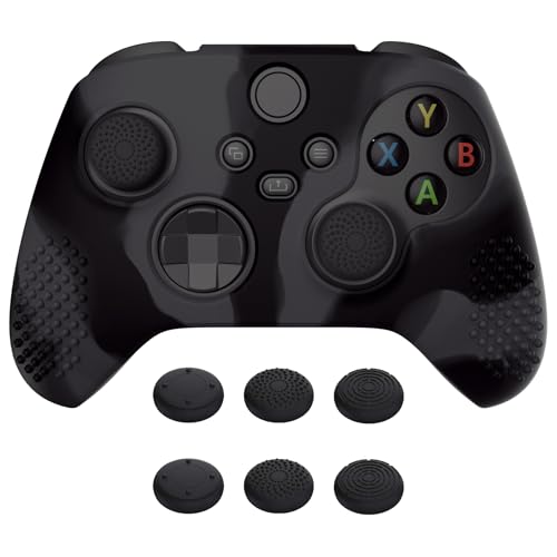 eXtremeRate PlayVital 3D Studded Edition Anti-Slip Silicone Cover Skin for Xbox Series X/S Controller, Rubber Case Protector for Xbox Core Wireless Controller with Thumb Grips - Dark Gray &amp; Black