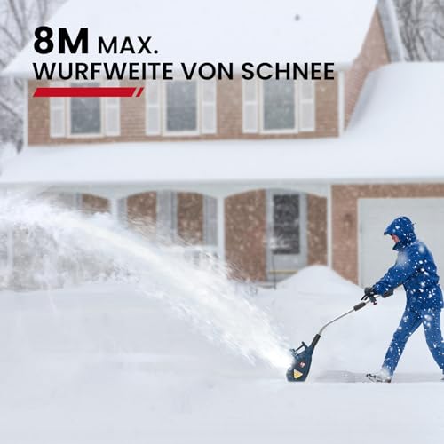 Enhulk Schneefräse 2x20V, 35cm Arbeitsbreite, 20cm Räumhöhe, 8m Wurfweite, ±30° Verstellbare Wurfrichtung, Akku-Schneeschaufel Mit Zusatzhandgriff (Inkl. 2x4Ah Akku & 2,2A Doppelladegerät)