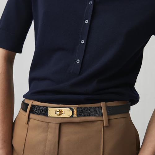 Image of Aurolran Women's Leather Belt with Buckle - Ideal for Dresses, Jeans, and Coats
