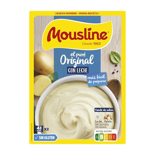 Mousline - Puré de Patata Deshidratado en Copos, Leche, Pack de 8 uds,Comida Preparada, Primera Calidad, Sin Gluten, Conservantes ni Colorantes 230gr