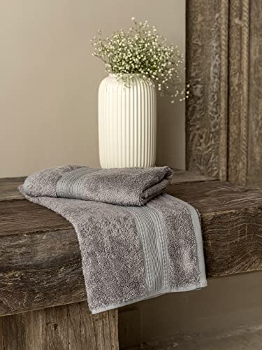 Image of DDECOR - Pack of 1 Ecofriendly 650 GSM Solid Cotton Bamboo Hand Towel, Grey
