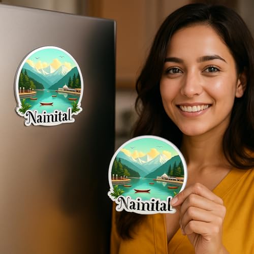 Image of Naxon Nainital Town Theme Souvenir Wooden Refrigerator Stylish Fridge Magnet - Fridge Decoration Magnet for Kitchen & Home Decor | Perfect Souvenir Gift | Size 3x3 Inches | Pack of 1
