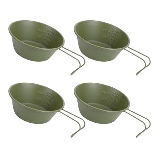 304 Stainless Steel Camping Bowls Space Saving Tableware With Folding Handle Portable Hiking Picnics BBQ Dinnerware