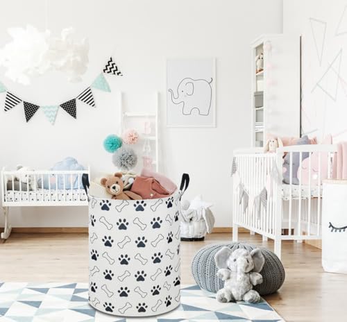Image of NTAOHAMPER Kids Laundry Hamper, Waterproof Storage Bin, Baby Boy Nursery Hamper with Paw Design, Clothes Organizer, Toys Bin, Room Decor