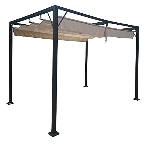 Airwave Manhattan 3 x 2.15M Metal Gazebo with Retractable Roof, Water Resistant Beige Canopy, Ideal...