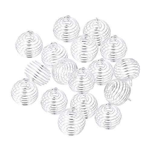 ZARABE 20PCS Silver Plated Spiral Bead Cages Locket Pendants Jewelry Making Charms,30X25MM