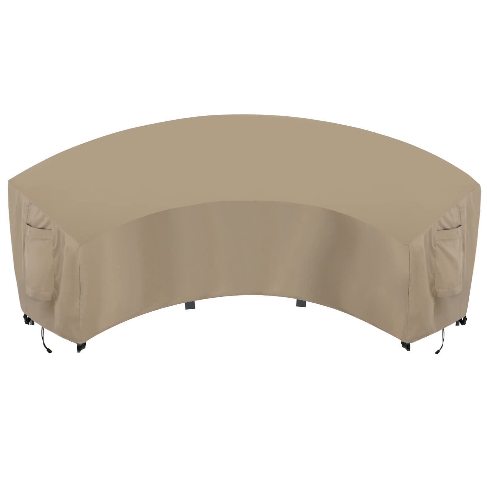 OutdoorLines Waterproof Curved Outdoor Sectional Cover - UV Resistant Windproof Patio Sectional Sofa Covers for Deck, Lawn and Backyard, Heavy Duty Furniture Covers (150Lx36Dx38Hx112FL, Camel)
