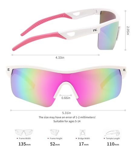 Image of FEISEDY Kids Polarized Sports Sunglasses, TR90 UV400 Baseball Cycling | LightWeight Wrap-Around for Boys Girls, TAC Polarized Lens blocks 100% UVA /UVB, Baseball /Softball /Cycling /Running B2454