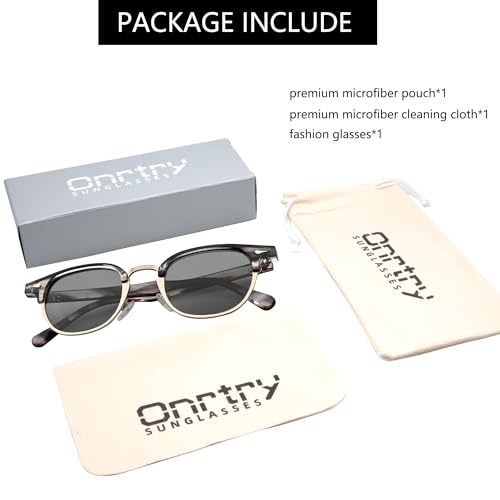 Image of Onrtry Classic Polarized Sunglasses for Men Women Semi-Rimless Frame Sun Glasses Fashion Retro Designer Shades