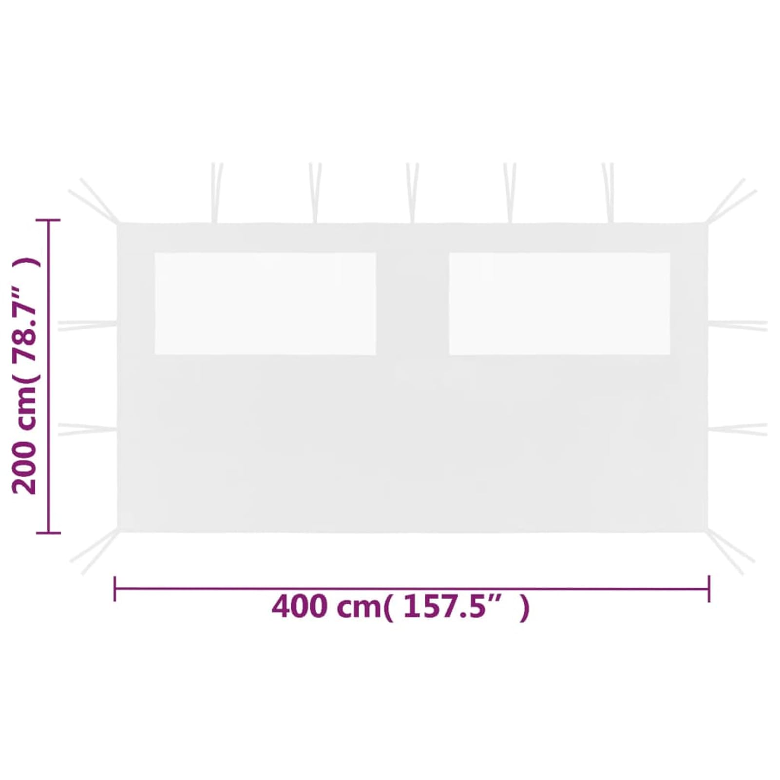 Paroi latérale de belvédère avec fenêtres 4x2 m Blanc,Tonnelle De Jardin,Tonnelle De Jardin Exterieur