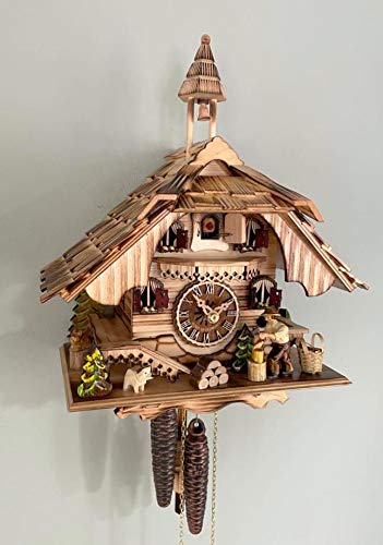 Original Schwarzwälder Kuckucksuhr mechanisch beweglicher Holzhacker 1 Tag-Werk Cover
