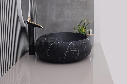 Image of CLUSTER Designer Glossy Ceramic Table Top Wash Basin For Bathroom | Countertop Bathroom Sink For Livingroom, Resturant Decor, Oval Shape (24 x 16 x 6 inch)
