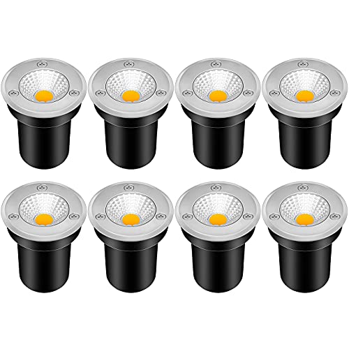 Zuckeo 8Pack 12V 6W Rgb Color Changing Landscape Lights & 8Pack 3W Low Voltage Inground Well Lights Warm White #TOP2