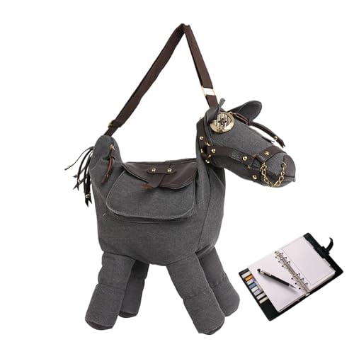 Sac à bandoulière en forme de cheval style cowboy occidental en denim avec fermeture éclair