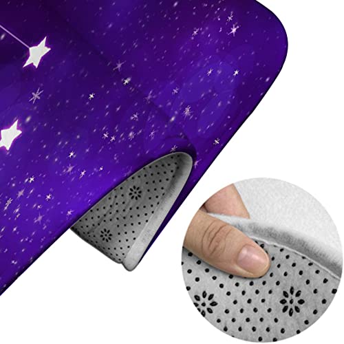 Badezimmerteppich-Set, 3-teilig, Nebelhintergrund, funkelnder Kleiner Stern, Bokeh, Sternennacht, waschbare Badteppiche, rutschfest, mit Rückenpolster, Konturteppich und Toilettendeckelbezug – Bild 5