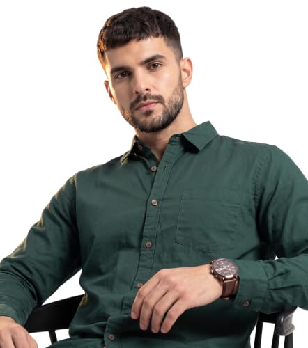 Image of Amazon Brand - INKAST Men Solid Cotton Shirt | Casual Wear | Basic Essential Plain Everyday & Office Wear | Full Sleeve | Regular Fit