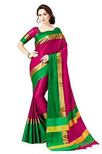Image of PerfectBlue Women's with Blouse Piece Saree (VisvaVariation Lightgreenbrown Free Size)