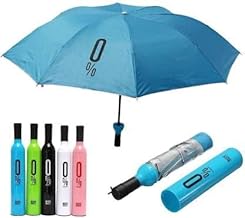 Wine Bottle Beautiful Travel Umbrella, Automatic, Strong, Durable, Hidden Folding Umbrella for Rain, Sun Light for 2 Persons for Adult Men Women, Fun Gift, Random Color