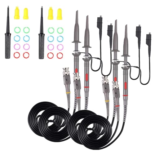 Image of Universal Oscilloscope Probe with Accessories Kit 100MHz Oscilloscope Clip Probes with BNC to Minigrabber Test Lead Kit