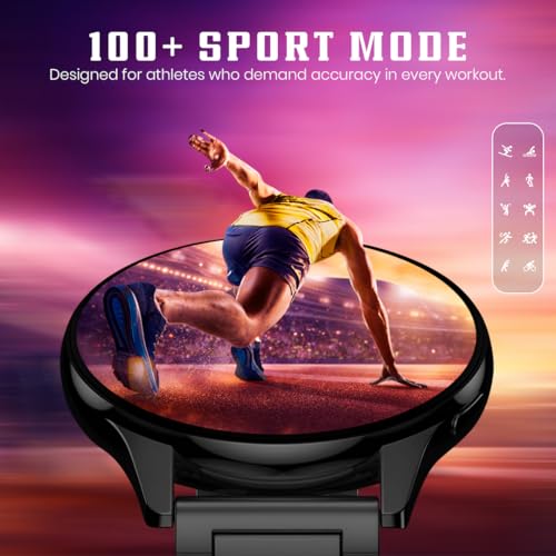 Image of PunnkFunnk Active 5 Smart Watch with 1.3 inch AMOLED HD Display | Bluetooth Calling, AI Voice Assistant, 100+ Sports Modes, Heart Rate & SPO₂ Tracking, IP68 Waterproof for Men & Women- (Metal Black)