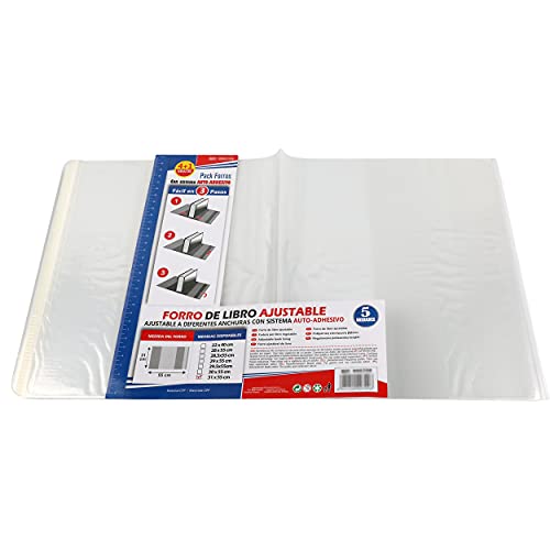 Forro de Libros Autoadhesivo, Ajustable y Transparente - Pack de 10 Forros 31x55 cm