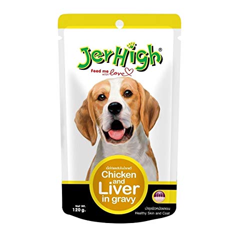 Image of JerHigh Wet Dog Food, Chicken and Liver in Gravy, 120 g (Pack of 3)