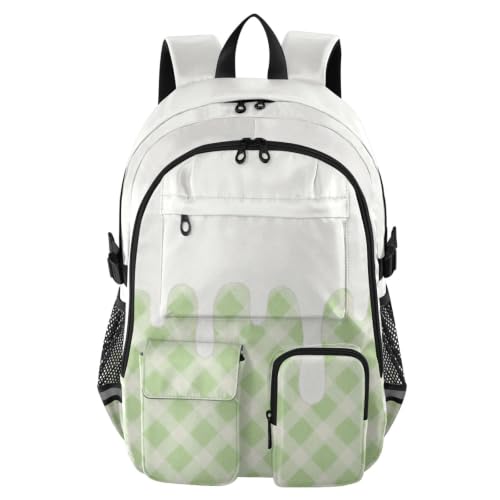 Mochilas de viaje a cuadros verdes escolares juveniles para chicas adolescentes