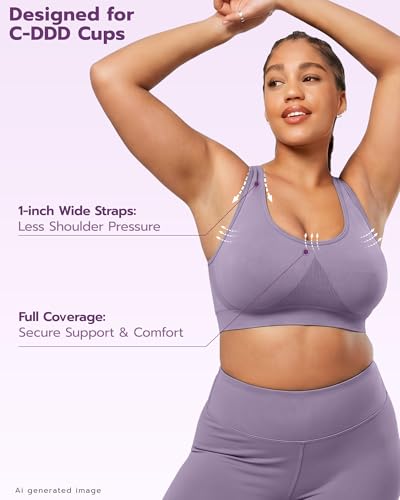 Image of FITTIN Adjustable Sports Bra for Large-Bust: Adjust Support for Workout | No More Settling Dial in Your Perfect Fit Full Coverage No Spillage for Gym & Yoga - for C-DDD Cup Plus Size Large Bust Women