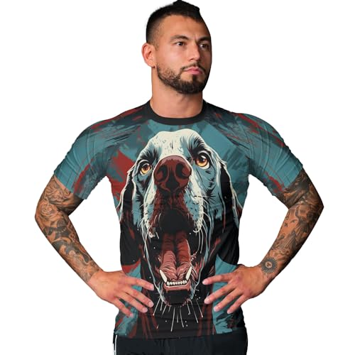 Desantiago Men's Rash Guard Shirts Short Sleeve, Non See-Through Fabric Compression Shirt3