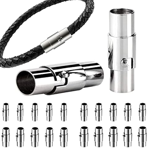 20 Sets Magnetic Clasps 4 Size 4mm 5mm 6mm 7mm Stainless Steel Bracelet Cord End Caps Magnetic Bracelet Clasp End Closures for Jewelry Necklace Bracelet Making Supplies Crafts Cover