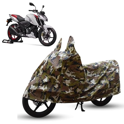 Image of Sulfar Bike Cover for TVS Apache (RTR 160 4V (2026 Updated)) | Waterproof, Dustproof & UV Protected | All Weather Two Wheeler Cover (Army Green) New 2026 Variants