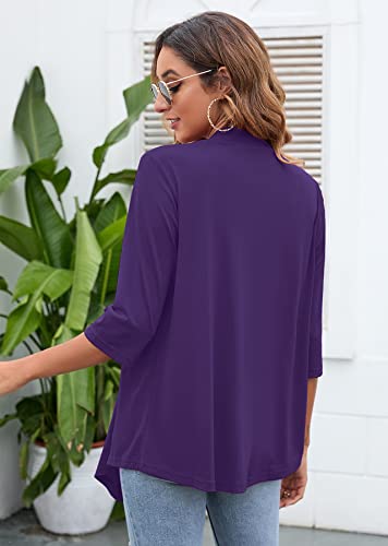 Image of Heymoments Women's Lightweight Open Front Cardigans 3 /4 Sleeve Casual Soft Drape Fall Cardigan S-2XL